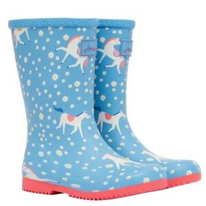 Size 9 Toddler Joules Kids Blue Horse Print Rain Boots